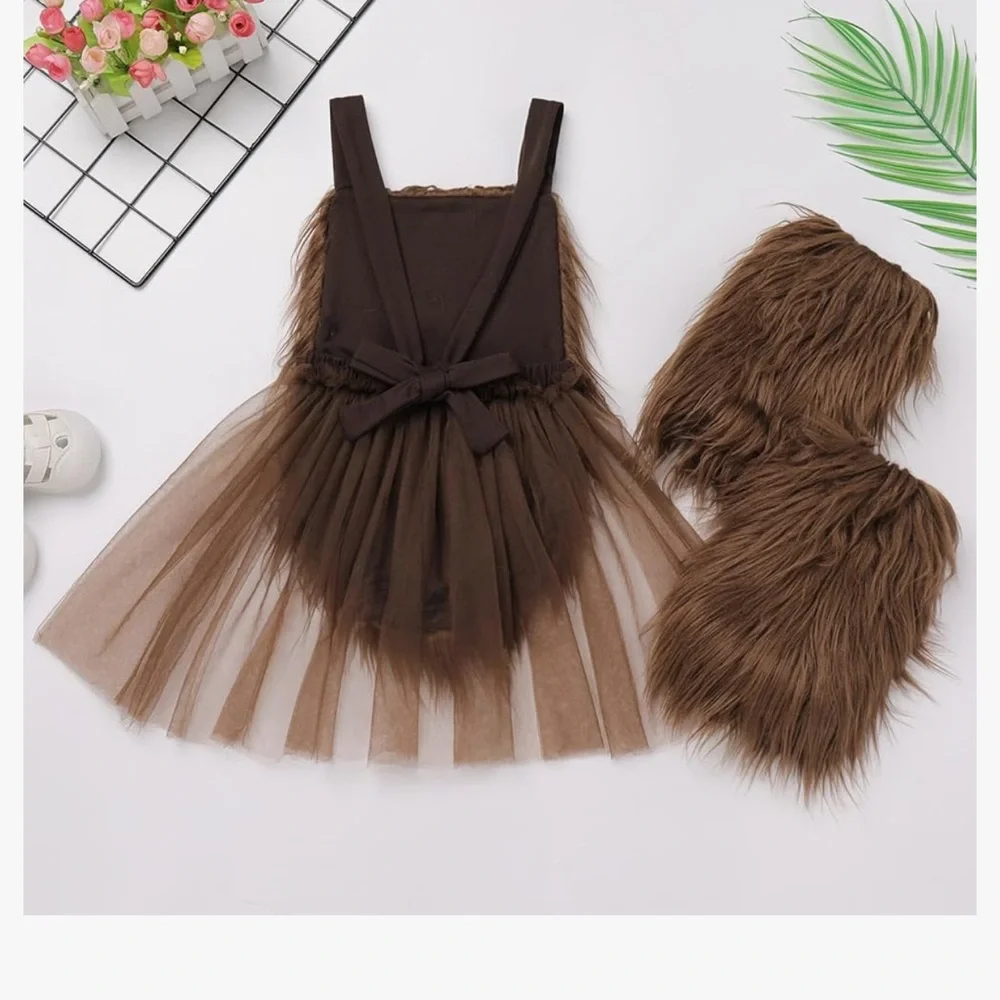 New Reindeer faux fur costume dress leg warmers headband antlers 12-18 months
